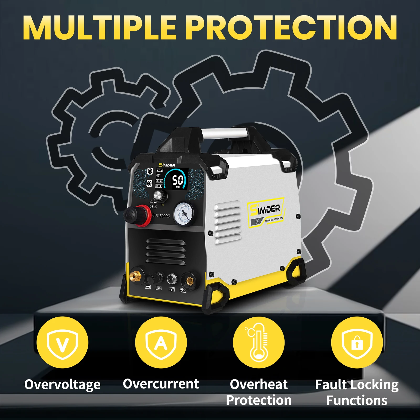 SSIMDER Plasma Cutter 50Amp Non-Touch Pilot ARC Plasma Cutting Machine with High Frequency Dual Voltage 110/220V Plasma Cutter