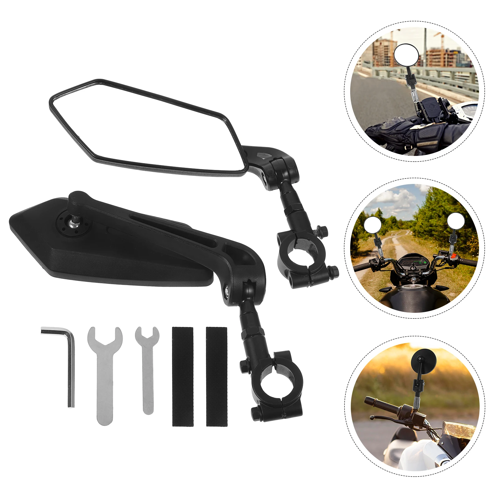 

2 pcs Bicycle Rear View Mirror Handlebar Adjustable Height Strong Material Electric Bike Mirrors Wide View Easy Installation