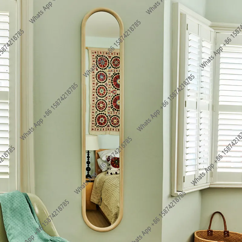 VB Cream Wind Ultra-narrow Full-body Mirror Hanging On The Wall, Light Luxury Entrance Full-length Mirror Wall-mounted Entrance