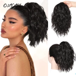 OLACARE Synthetic Drawstring Ponytail Extension 14 Inch Water Ripple Fake Ponytail Hair Extensions Short Hair Pieces for Women