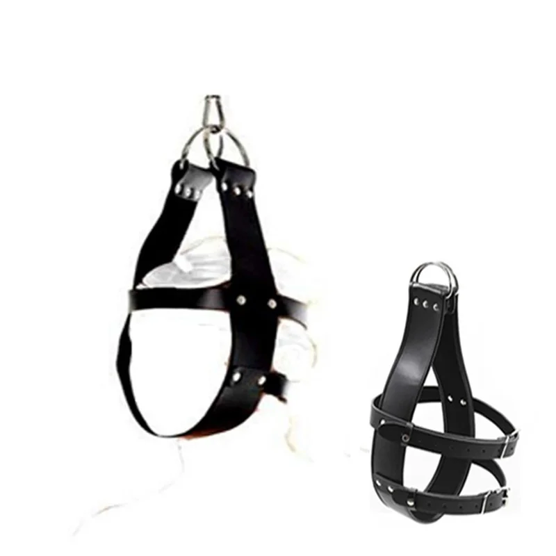 BDSM Bondage Leather Suspension Head Hood with mouth gag Adult Games Restraint Hanging Bondage adult sex toy for Couple