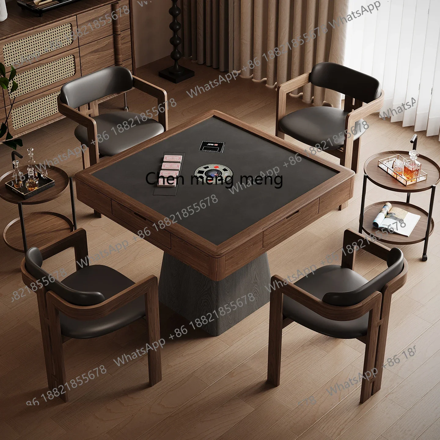 

E153 Fully automatic multi-functional solid wood poker professional chess and card table dining table dual-purpose with table pa