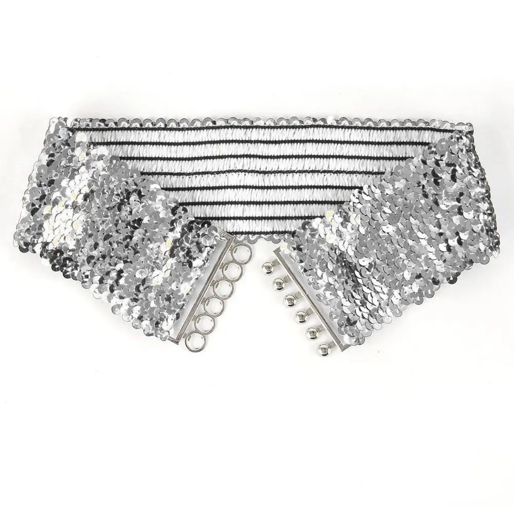 

Charms Sequin Corset Stretch Wide Waistband Buckle Belt