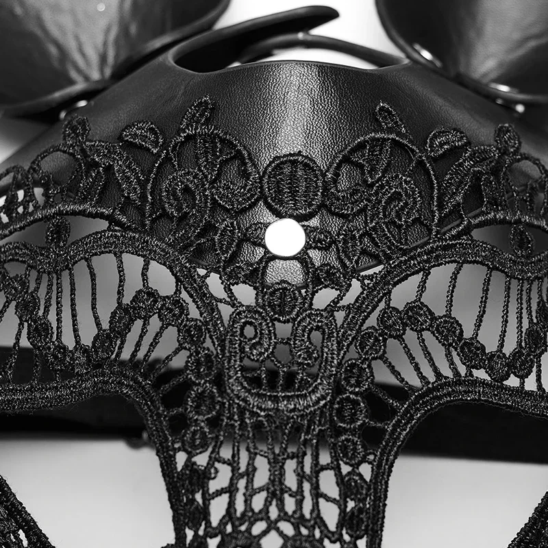 PUNK RAVE-Masque Gothique 3D Oreilles de Lapin pour Femme, Couture en Dentelle autour des Yeux, Accessoires Sexy pour Halloween, Cosplay Mignon