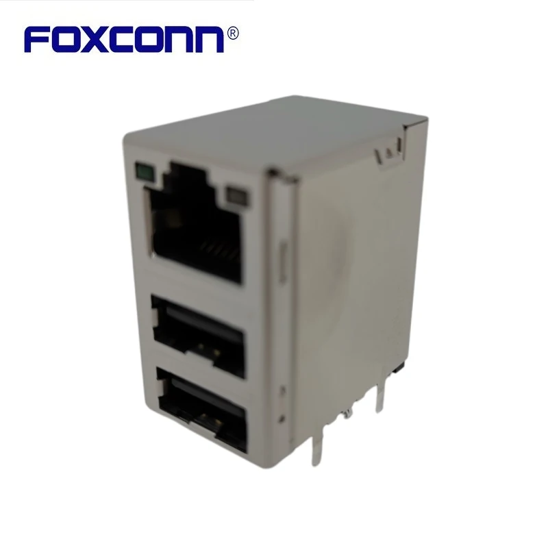 Foxconn JFM38U1A-7126-4F rj45 + duplo deck usb2.0 conector original genuíno