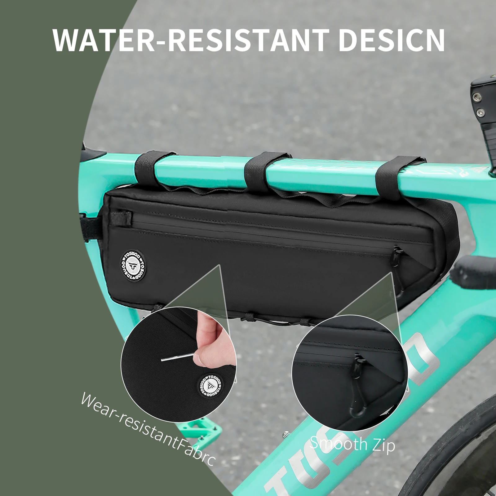 TOSUOD Wasserdichte Fahrrad-Down-Schlauchtasche, große Öffnung, praktische Fahrradtasche für Rennräder und Mountainbikes – Detail 9
