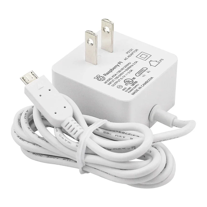 Raspberry Pi-Adaptador de Alimentação, 12.5W, 5.1V, 2.5A, Micro USB, Cabo 18awg para Raspberry Pi 3B, 3B, Zero, 2 W, UE, EUA, UK Plug