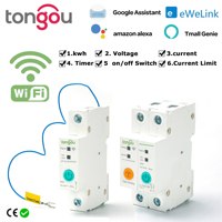 Ewelink With Metering WIFI Smart Circuit Breaker 1P 2P 63A DIN Rail for Smart Home Wireless Remote Control Switch by APP TONGOU