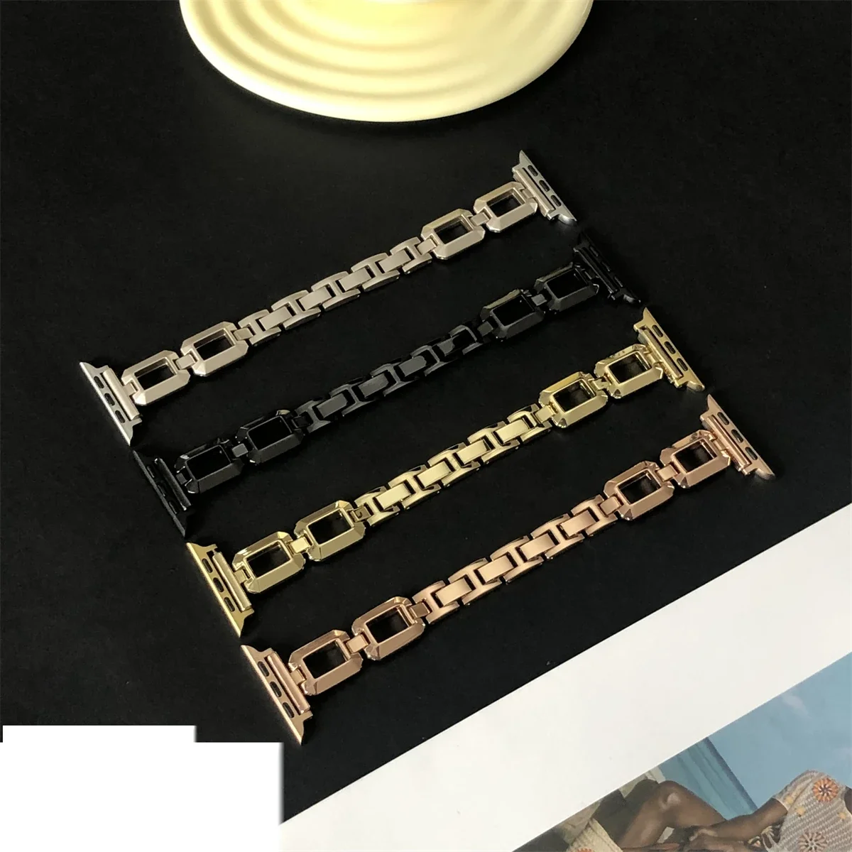 Pulseira de relógio para iWatch 42/44/45/46/49mm 38/40/41mm Metal Moda Pulseira de relógio para Watch Series Ultra2 Series 10/9/8/7/6/5/4/3/2/1_voghion.com
