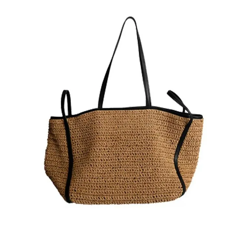 

Beach Shoulder Simple Women's Bag Straw Woven Tote Bags Casual Large Luxury Design Capacity Handbag Shopping Summer bolsos