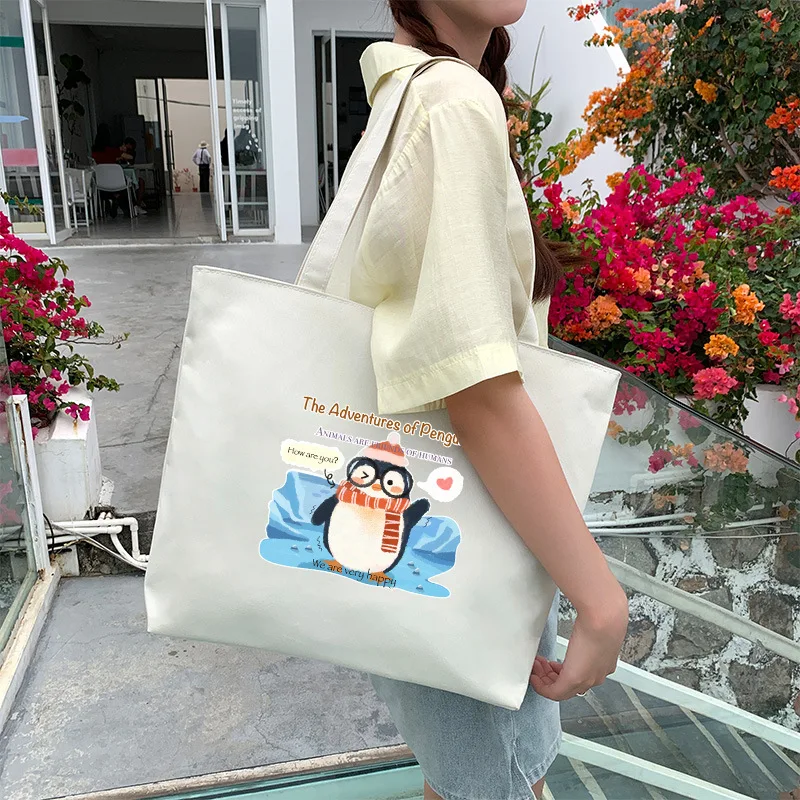 Women Tote Bag adventures Canvas Sewing Thread Large Capacity Advanced Sense Handbag Convenient Practical Female's Commuter Bag