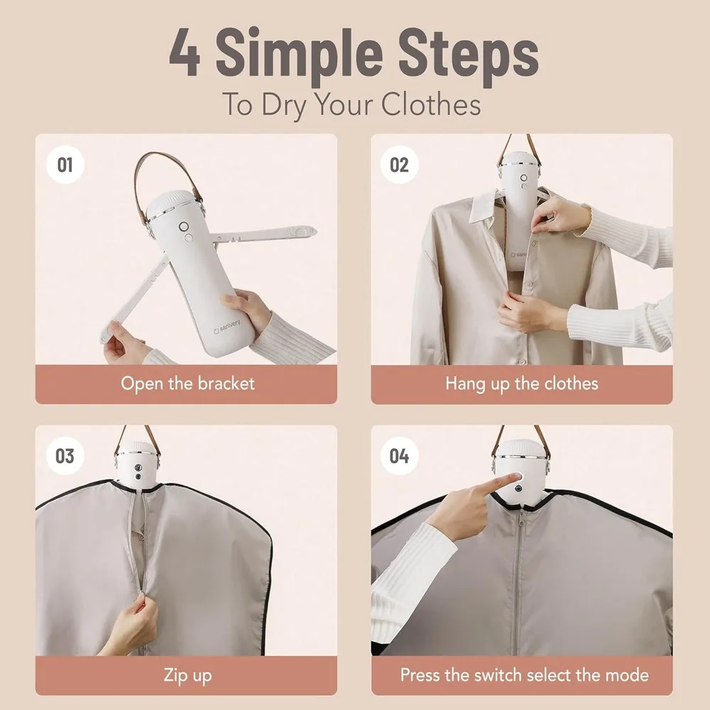 Electric Portable Dryer for Clothes - Mini Clothes Dryer with Shoe Drying Attachment, Foldable Drying Rack, Super-Quiet Motor, T