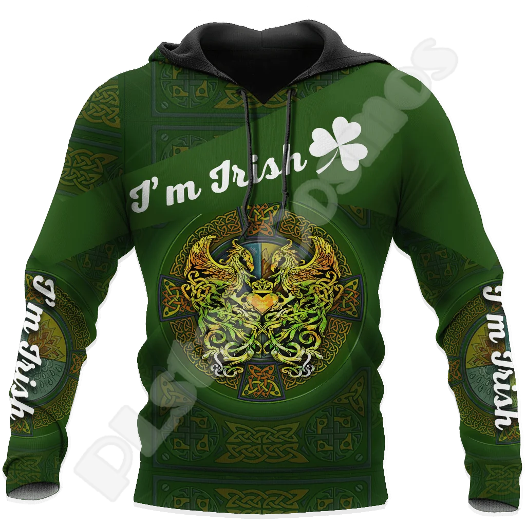 

NewFashion Country Flag Ireland Clover Irish St.Patrick Tattoo Vintage 3DPrint Pullover Funny Harajuku Casual Jacket Hoodies X8