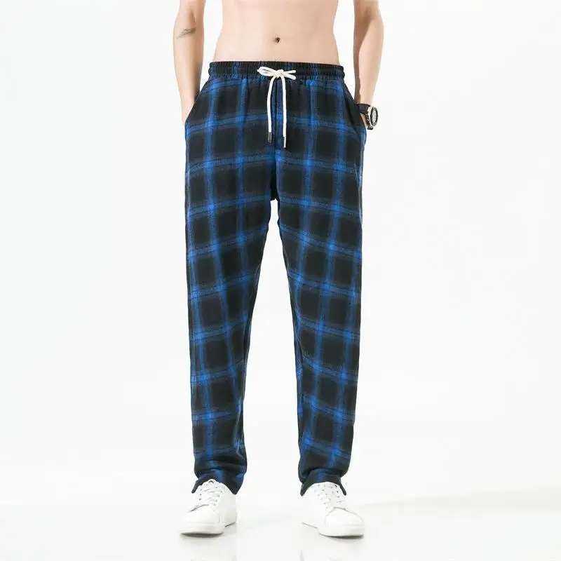 Trousers for Men Check Thin Harem Summer Casual Pants Man Plaid Cotton Fashion 2024 High Quality New in Slacks Original Clothing