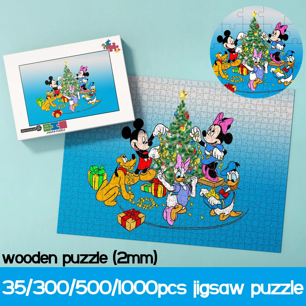 

Пазлы из мультфильма Disney, украшение для семьи Микки, Рождественская елка, классические Мультяшные деревянные головоломки, забавные уникальные игрушки для детей