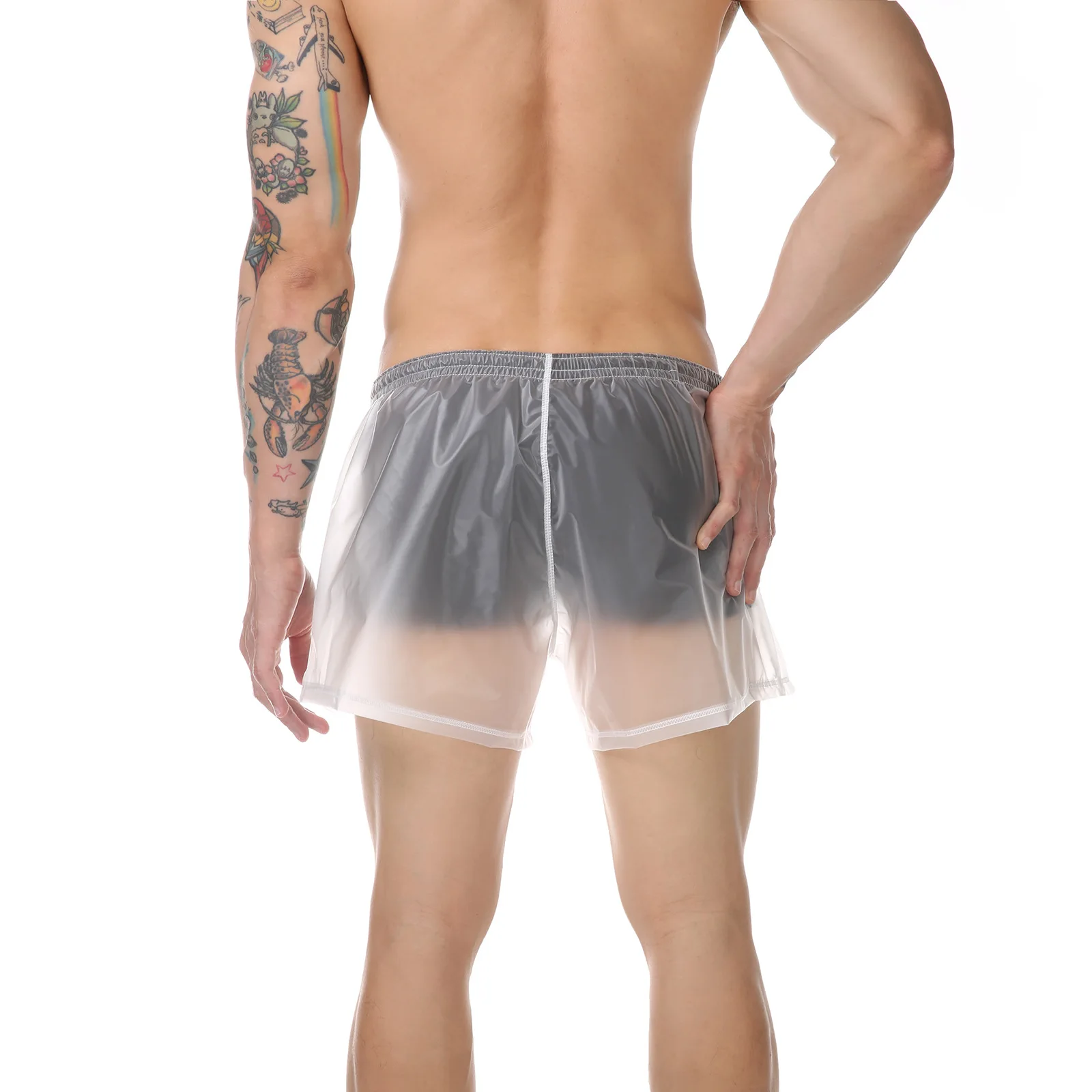 Men's sexy Underwear Transparent See-Through Boxers PVC Waterproof Men Beach Shorts Surf Beach Pants Men's swimwear
