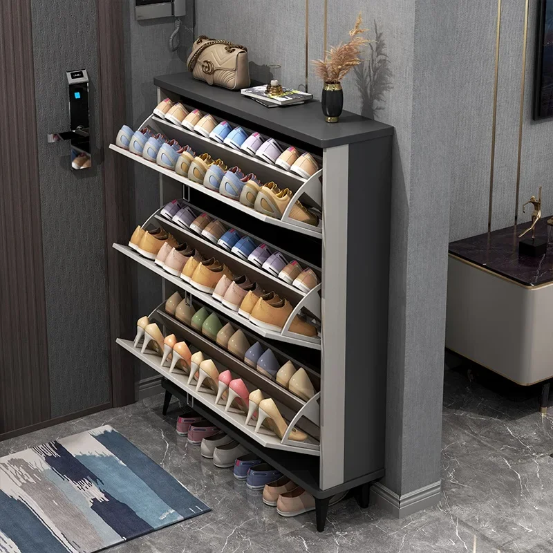 Light luxury ultra-thin tipping bucket shoe cabinet, integrated indoor and outdoor corridor with home entrance entrance entrance