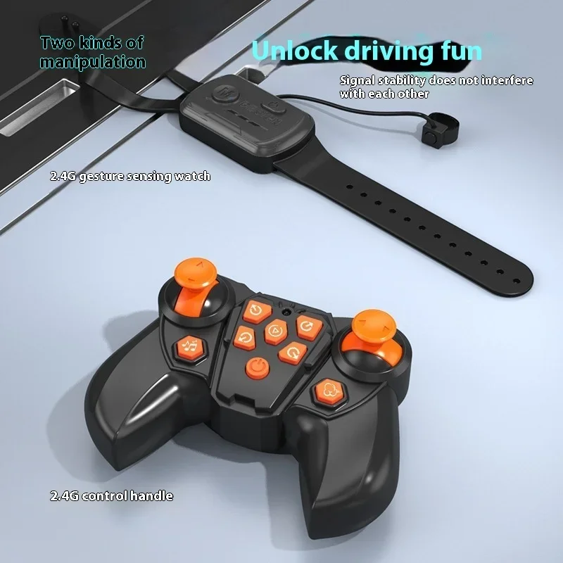 Carro de controle remoto das crianças oito rodas dublê máquina dinossauro spray relógio elétrico indução robô inteligente brinquedo atacado