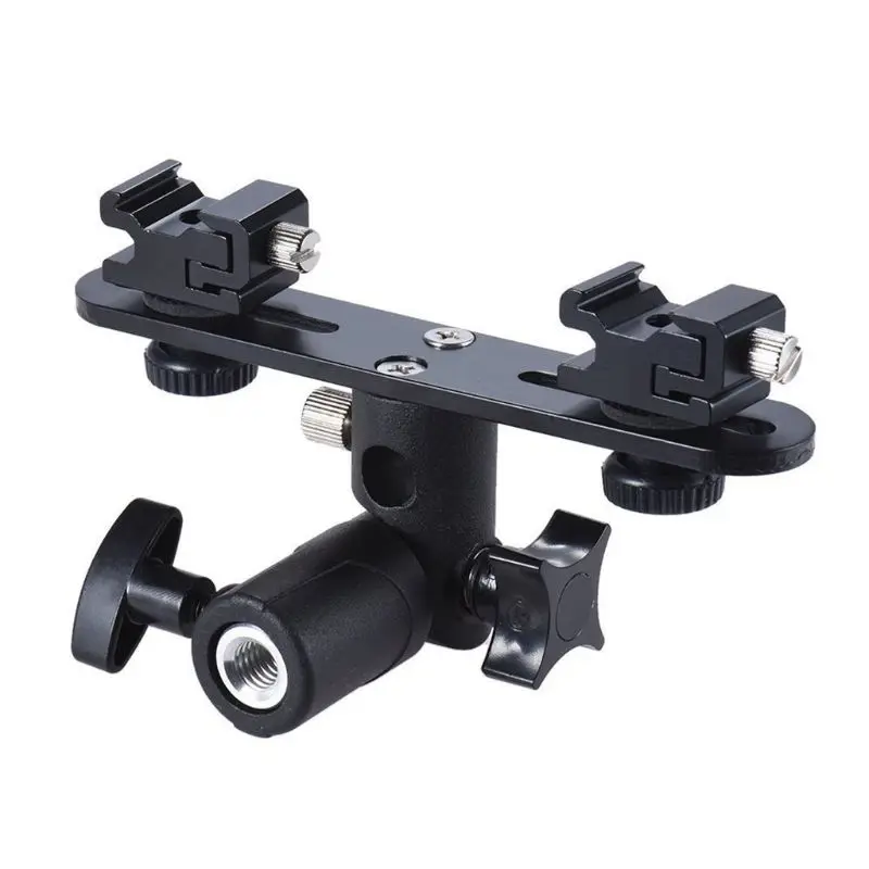 Double Hot Shoe Flash Umbrella Holder Light Stand Speedlight Bracket Mount for Photo Video Photography DSLR Camera Accessories