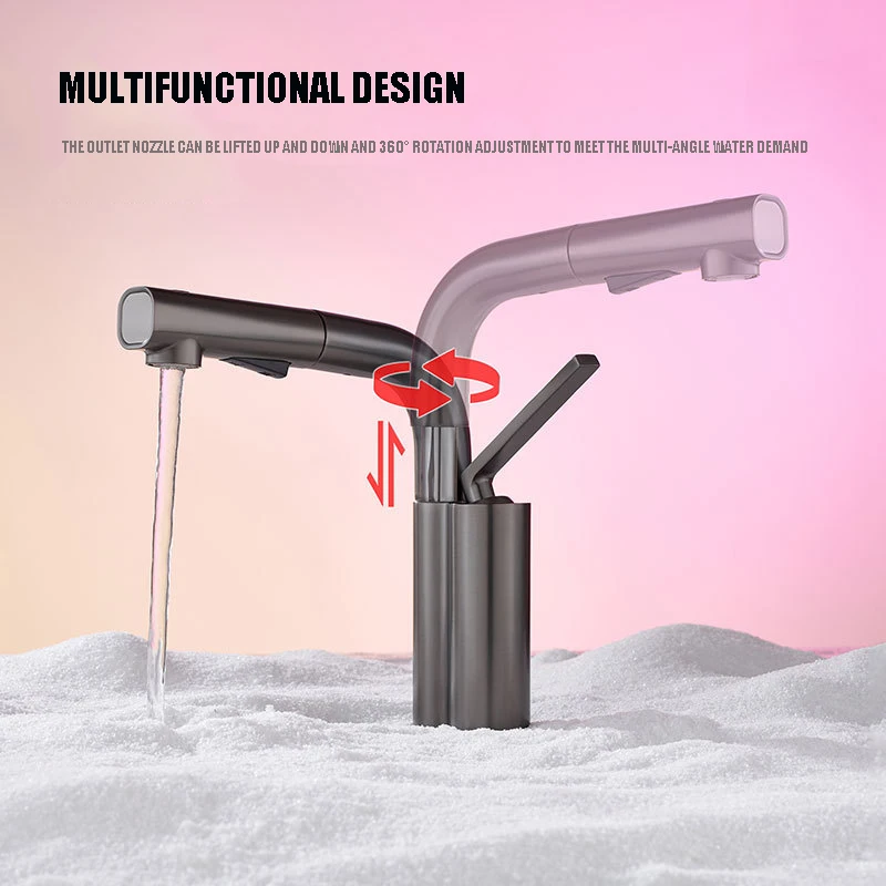 

New Basin Cold And Hot Pull Lift Basin Faucet Bathroom Bathroom Cabinet Washbasin Multi-functional Cold And Hot Faucet Dual Use