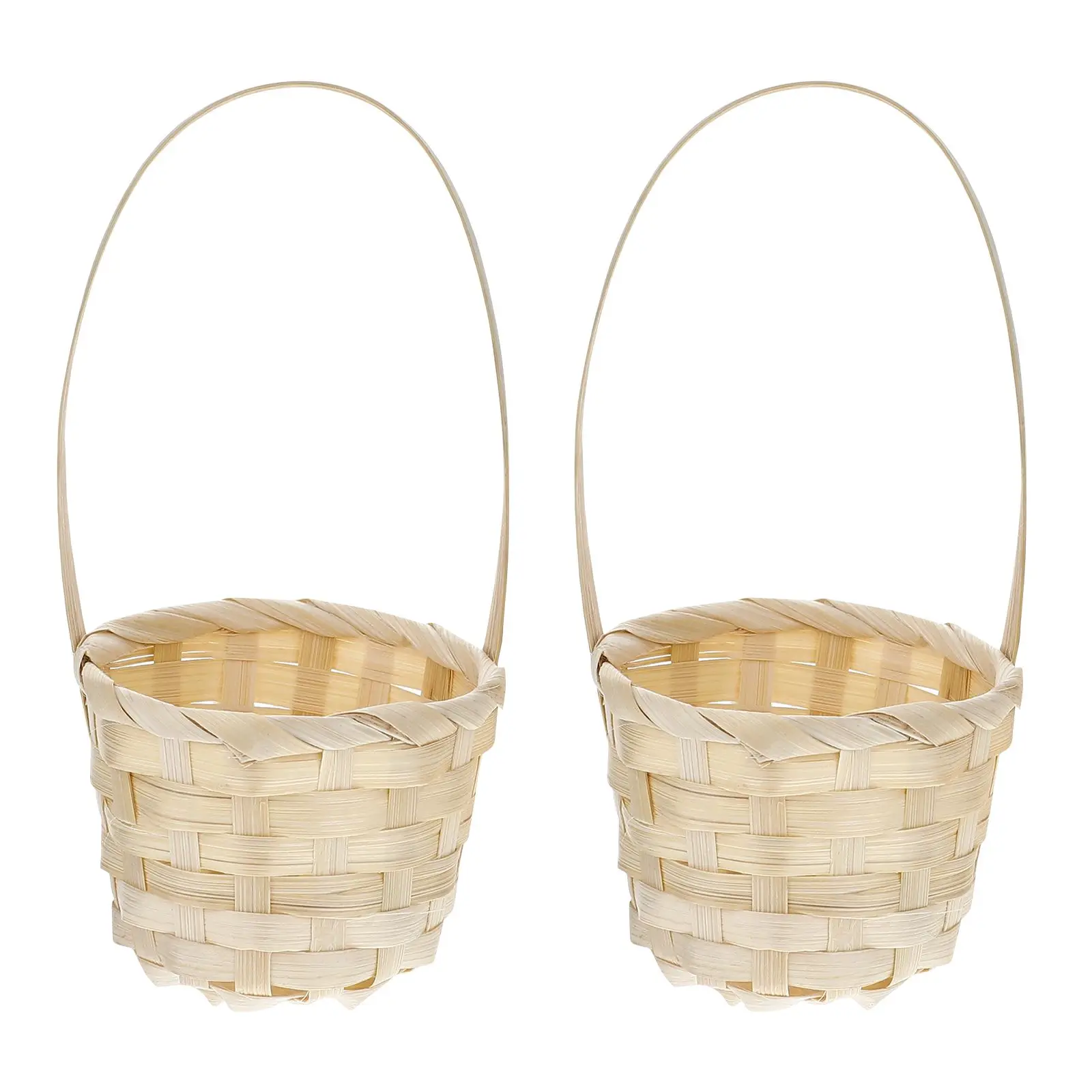 

5 Pcs Picnic Basket Baskets Decorative Wooden Flower with Handle Gift Empty Bamboo Shopping Woven