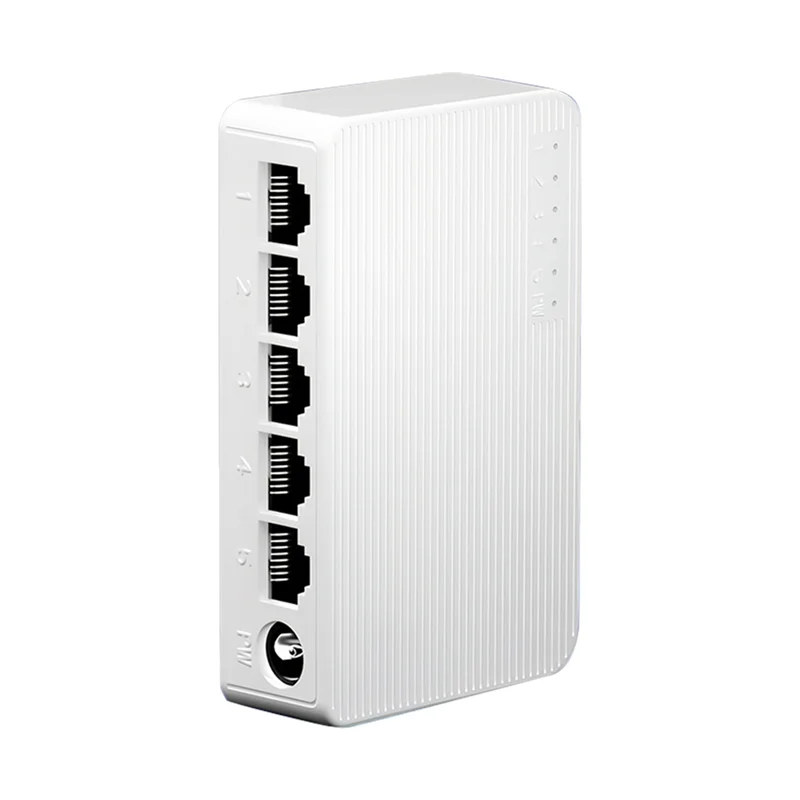 HFES 5 Port 100Mbps محول إيثرنت محور شبكة صغير محمول أبيض نحاس خالي من الأكسجين للمنزل والمكتب