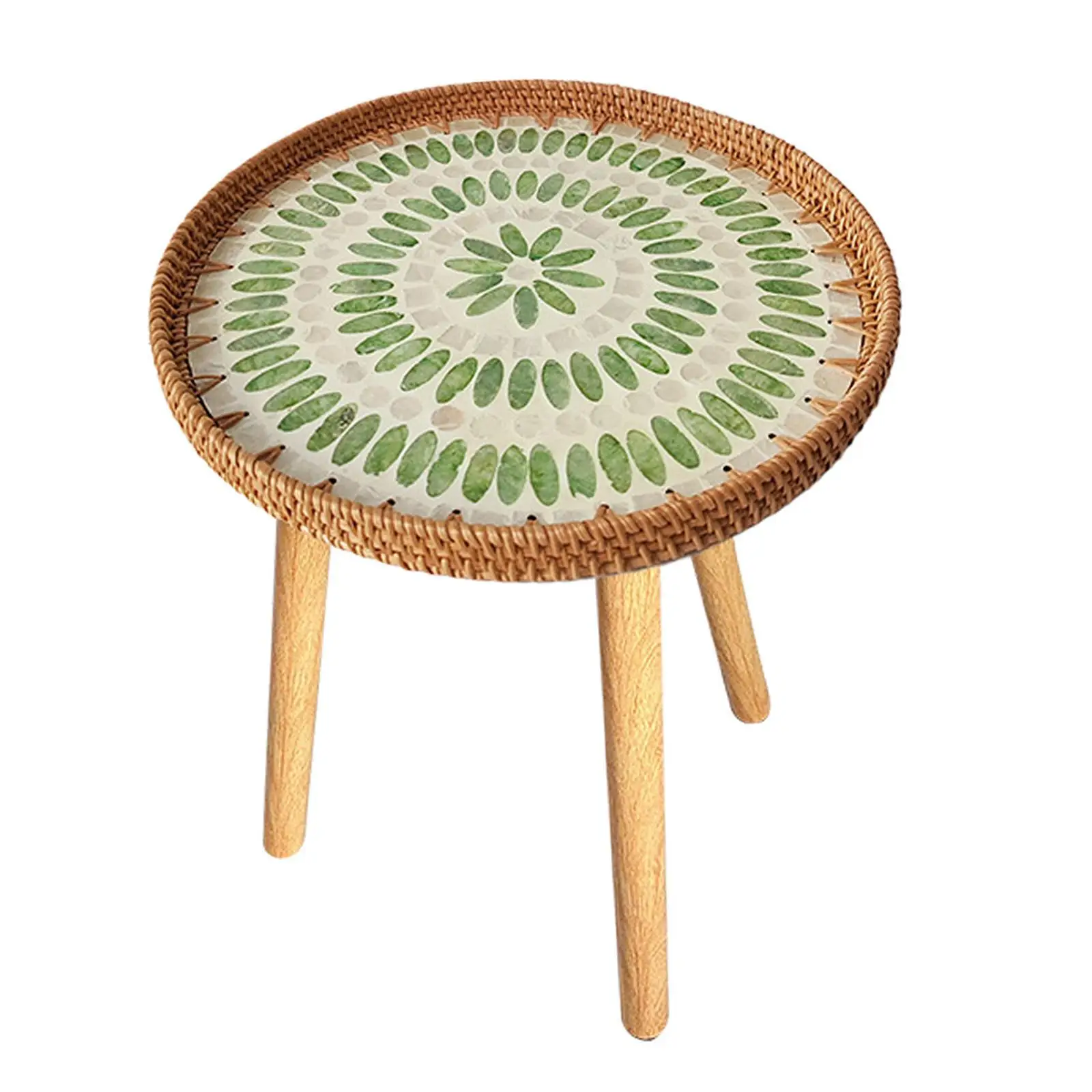 Rattan Table for Plants And Drinks, Versatile Nightstand for Indoor And Outdoor