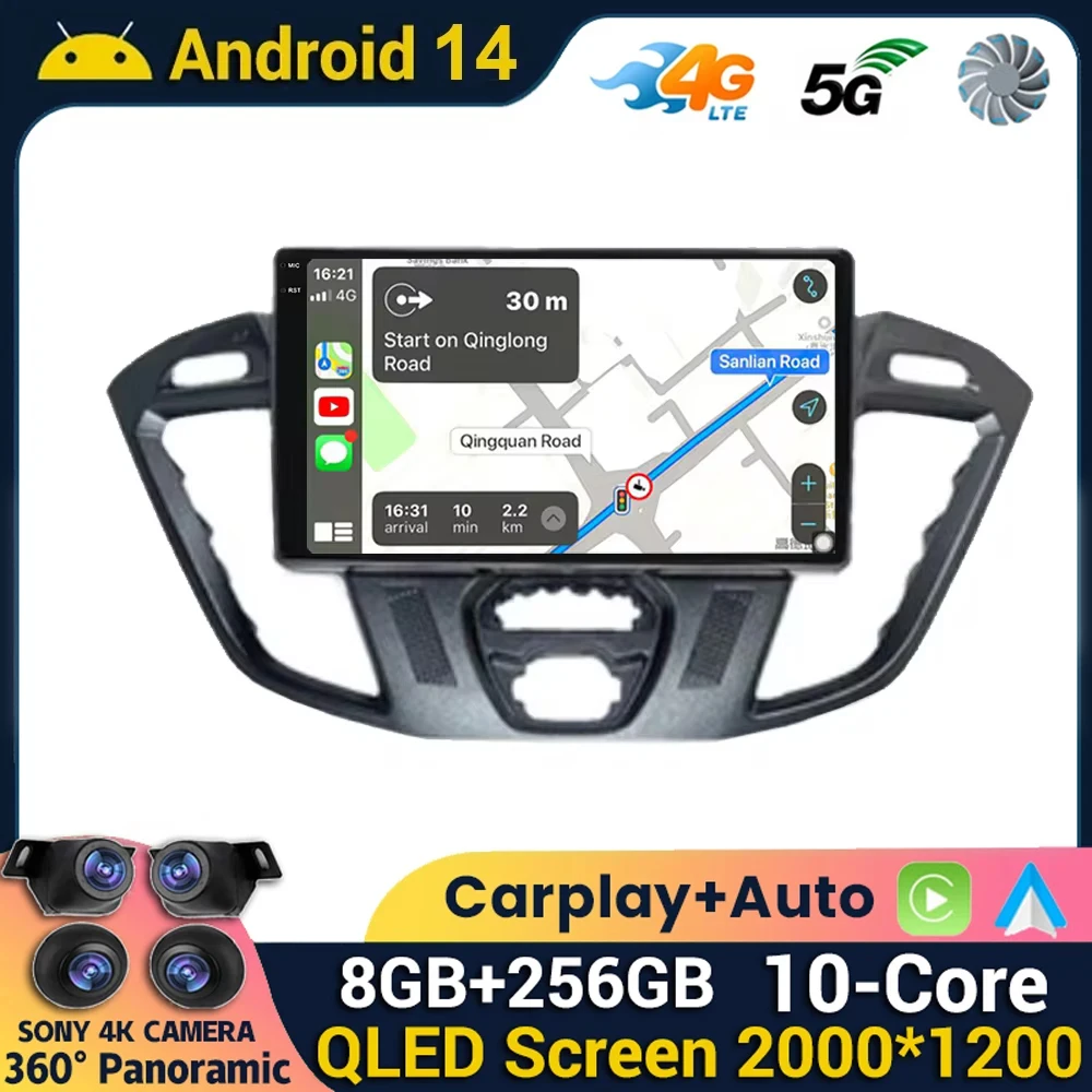 

Android 14 For Ford Tourneo Custom 1 I Transit 2012 - 2021 Car Radio Navigation Multimedia GPS Auto Carplay QLED Display Screen