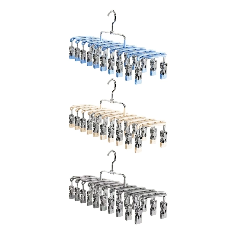 20-Clip-Wäscheständer mit integriertem Aufhängehaken, kunststoffbeschichteter Kleiderbügel für Unterwäsche, Handtücher und – Detail 1