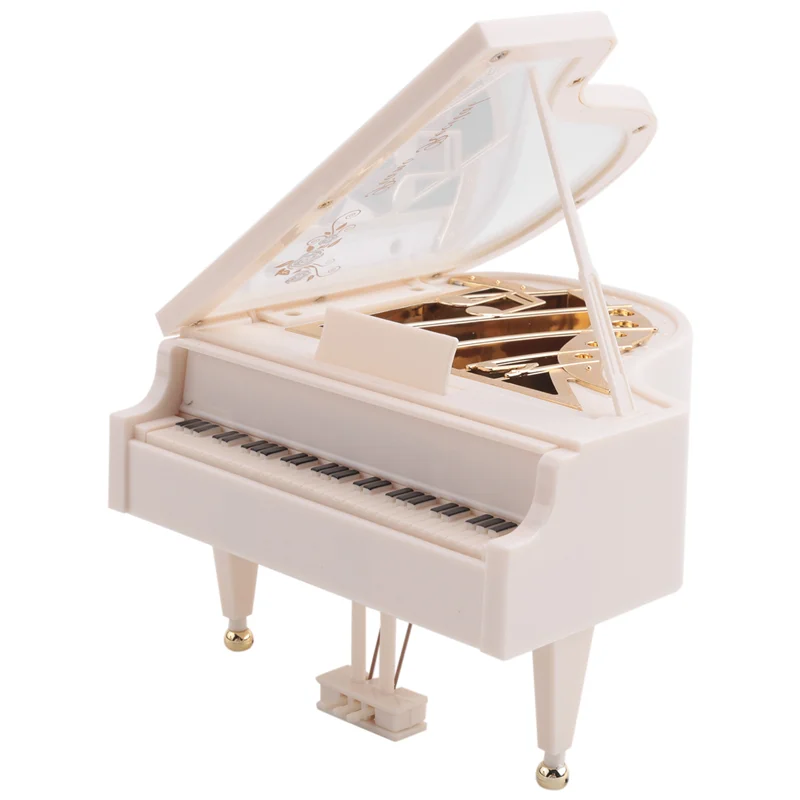 A01F-صناديق موسيقية ميكانيكية بيضاء على شكل عقارب الساعة، هدية عيد ميلاد للفتيات أو ديكور سطح المكتب #6