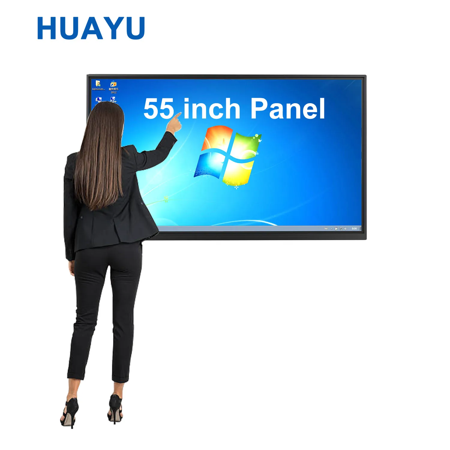 

HUAYU 55 Inch 4k Android Windows Dual System Interactive Flat Panel Lcd Touch Screen Digital Whiteboard School Smart White Board