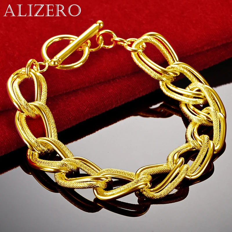 

ALIZERO 18K Gold Geometry Frosted Circles Bracelets For Women Men Wedding Banquet Party Gift Fashion Fine Jewelry Wholesale