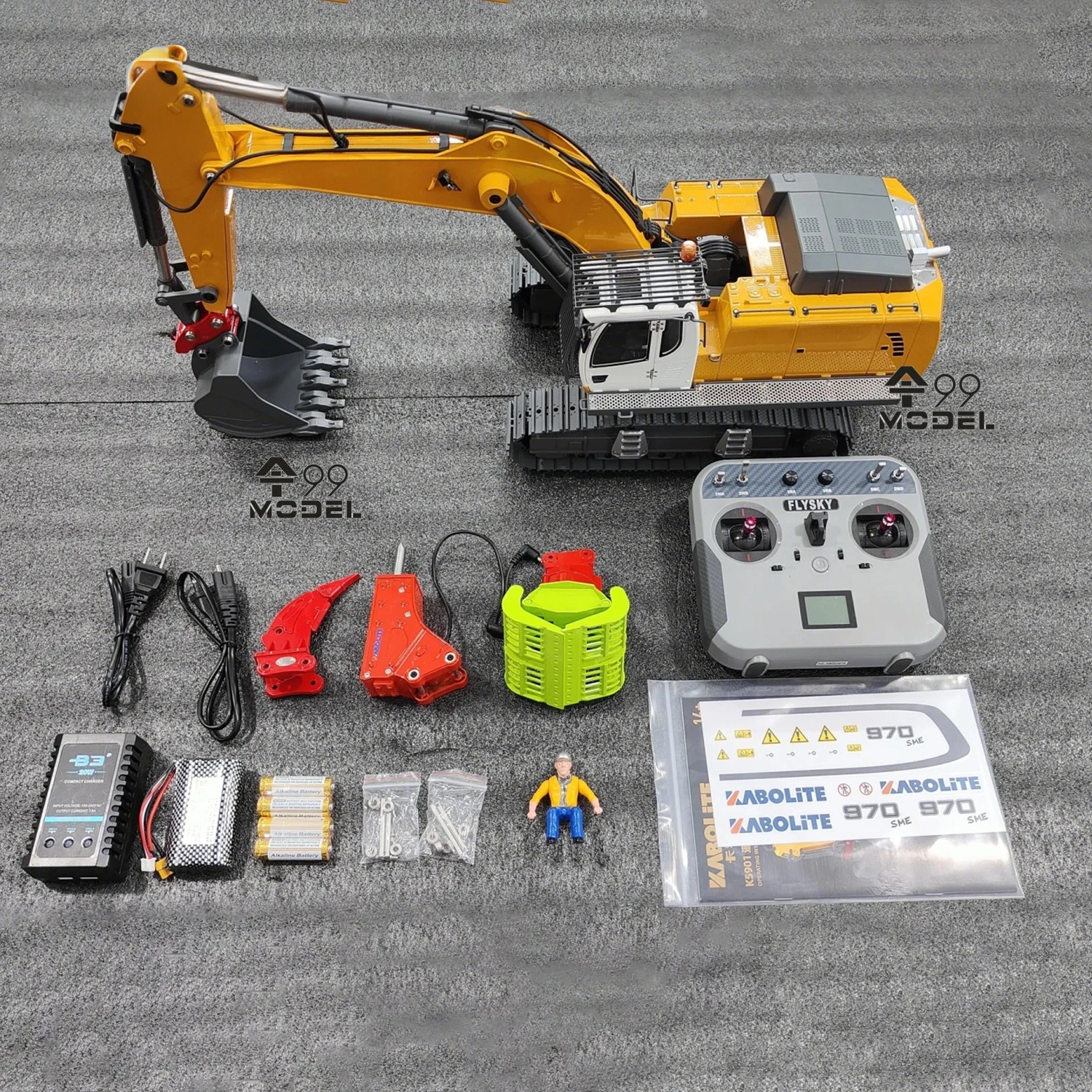 KABOLITE K970 سبيكة حفارة 1/18 K5901 RC حفارة لعبة مجسمة كهربائية مع نظام الإضاءة التحكم عن بعد نماذج من الشاحنات اللعب