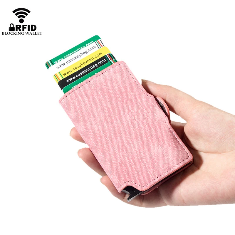 Rfid Fashion Women Wallets Card Holder Solid Color Vintage Short Wallet Hasp Ladies Girls Pink Card Holder Clutch Bag Women Bag