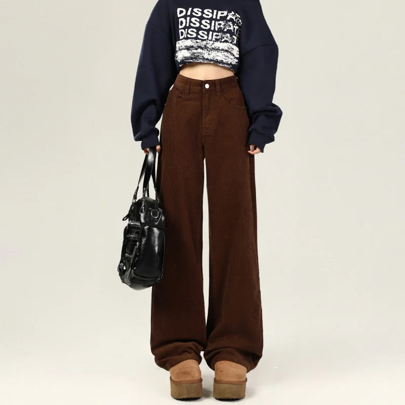

Women's High Waist Wide Leg Jeans2025Autumn and Winter New Loose Drooping Slimming Sense of Design Mop Straight Pants