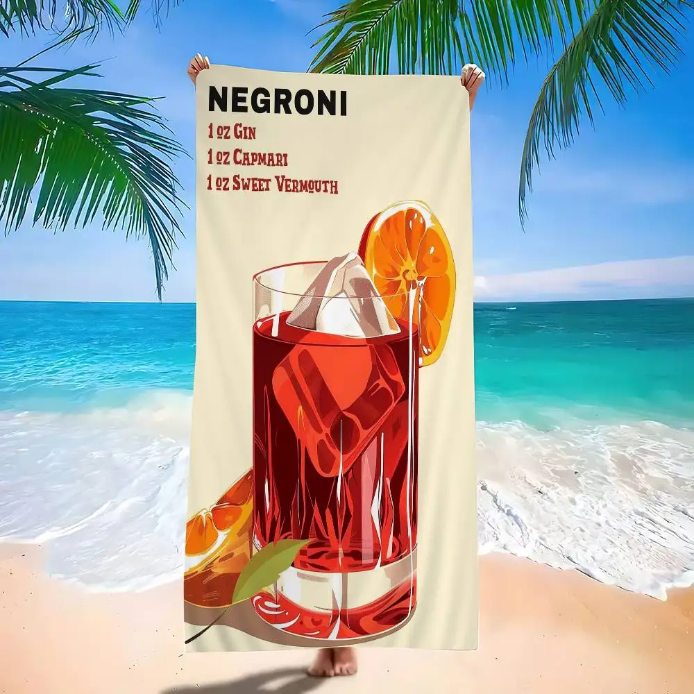 Retro Modern Classic Negroni Cocktail Alcohol Advertisement Microfiber Beach Towel Absorbent Quick dry Soft Yoga Resort Towel