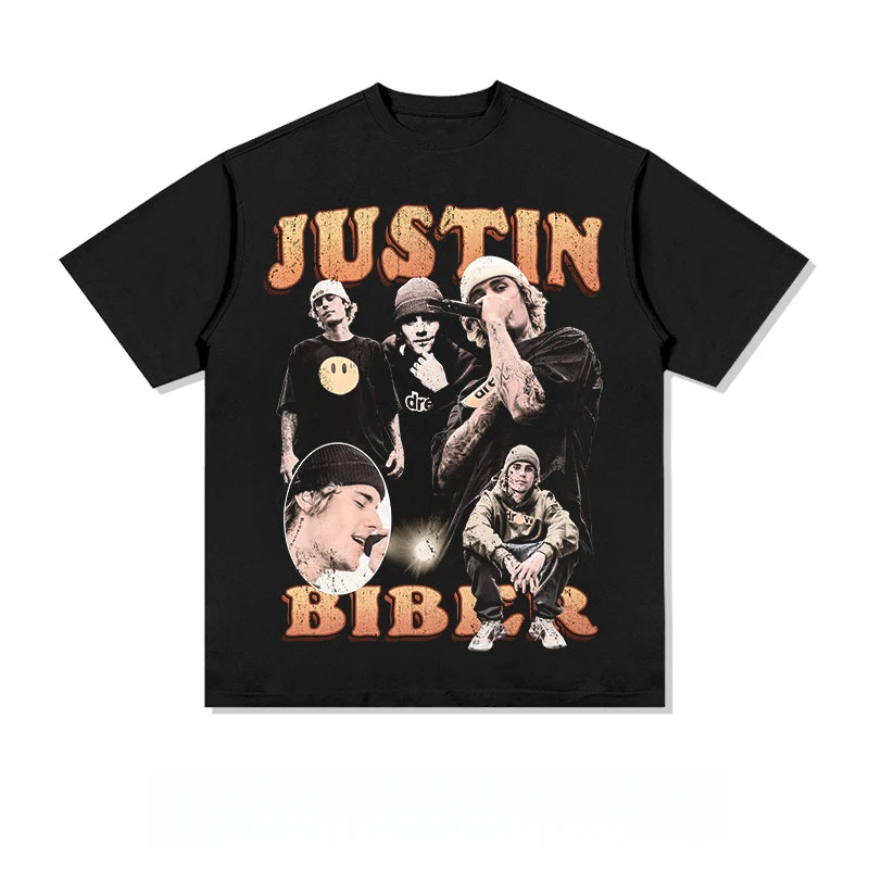 Justin Bieber Singer Graphic Cotton T-shirt Unisex Women Fans Essentials Short Sleeve Fashion Luxury Classic Vintage Streetwear