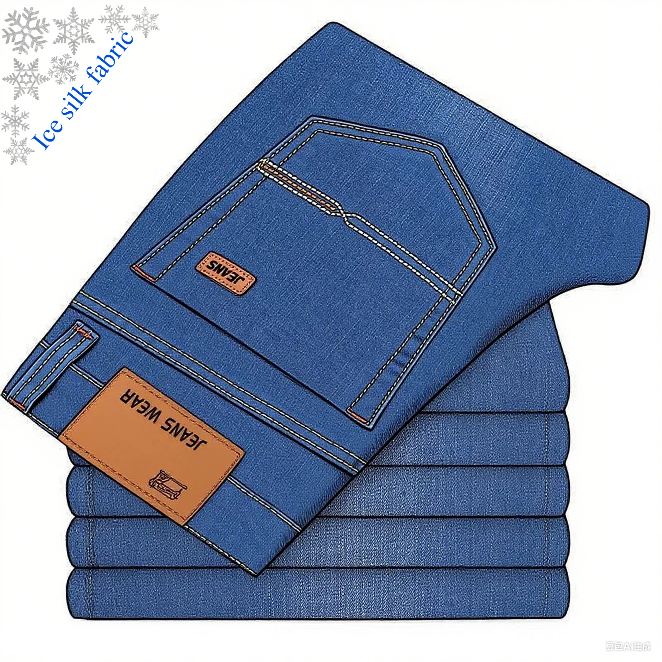 2026 Summer Ice Silk Fabric Men's Fashion Business Jeans Classic Style Casual Elastic Slim Fit Jeans Men's Denim Pants