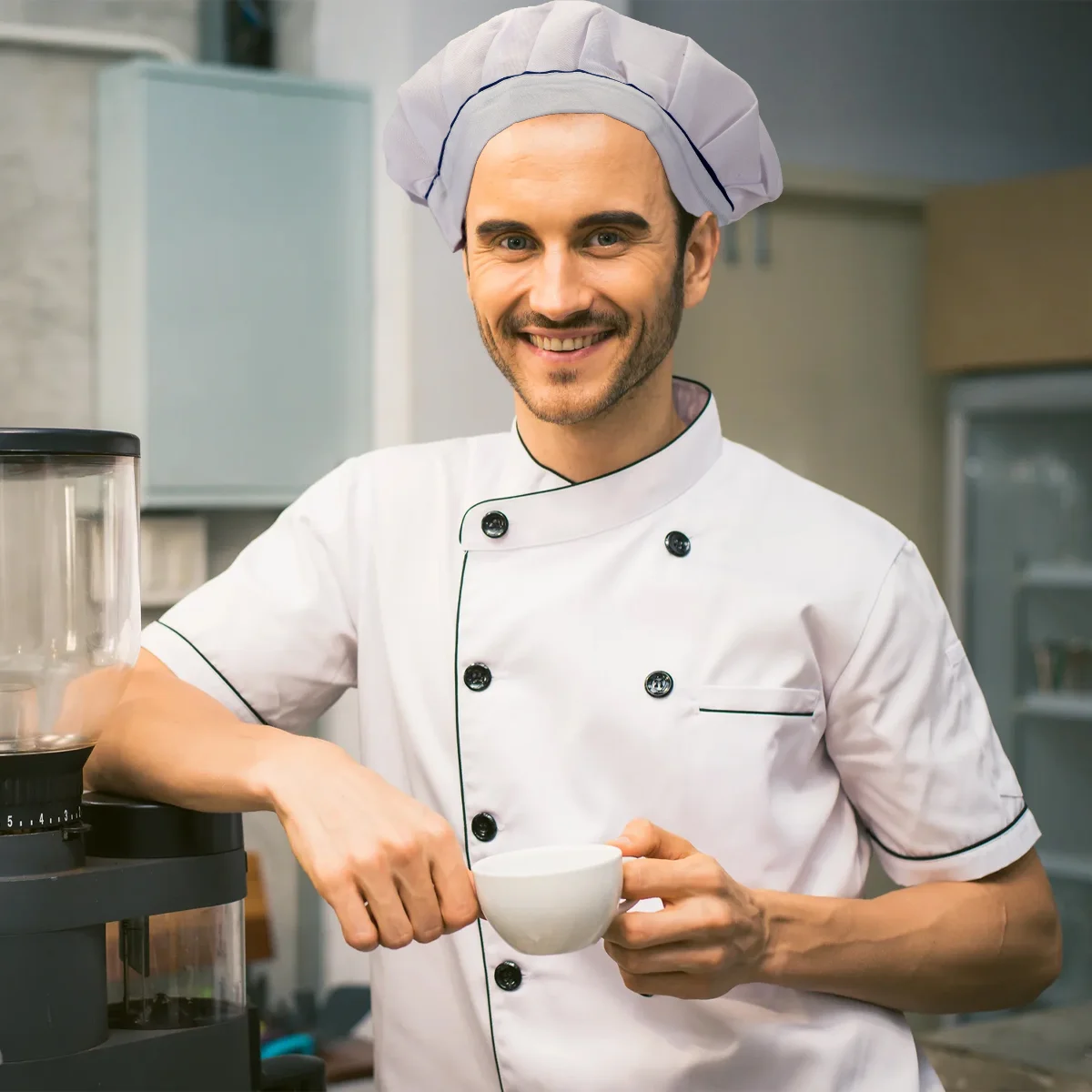 Chapeau de Chef champignon, 2 pièces, pour cuisiniers de Restaurant, gâteaux, cuisine, uniforme classique de travail