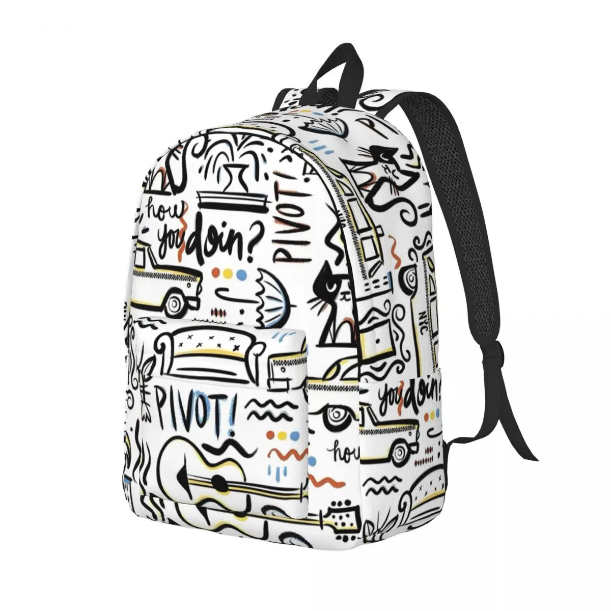 Custom Classic Friends Funny Canvas Backpack for Men Women Water Resistant College School TV Show Bag Print Bookbags