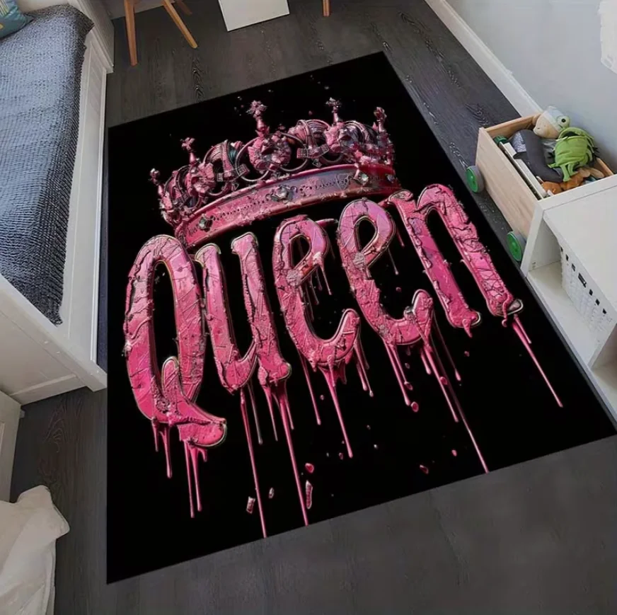 Schlafzimmerteppich Pink Drip Queen Trendiger Cooler Stil Themen-Teppich Rutschfest Pflegeleicht Trendige Queen Personalisierte Wohnzimmer-Dekoration Matte