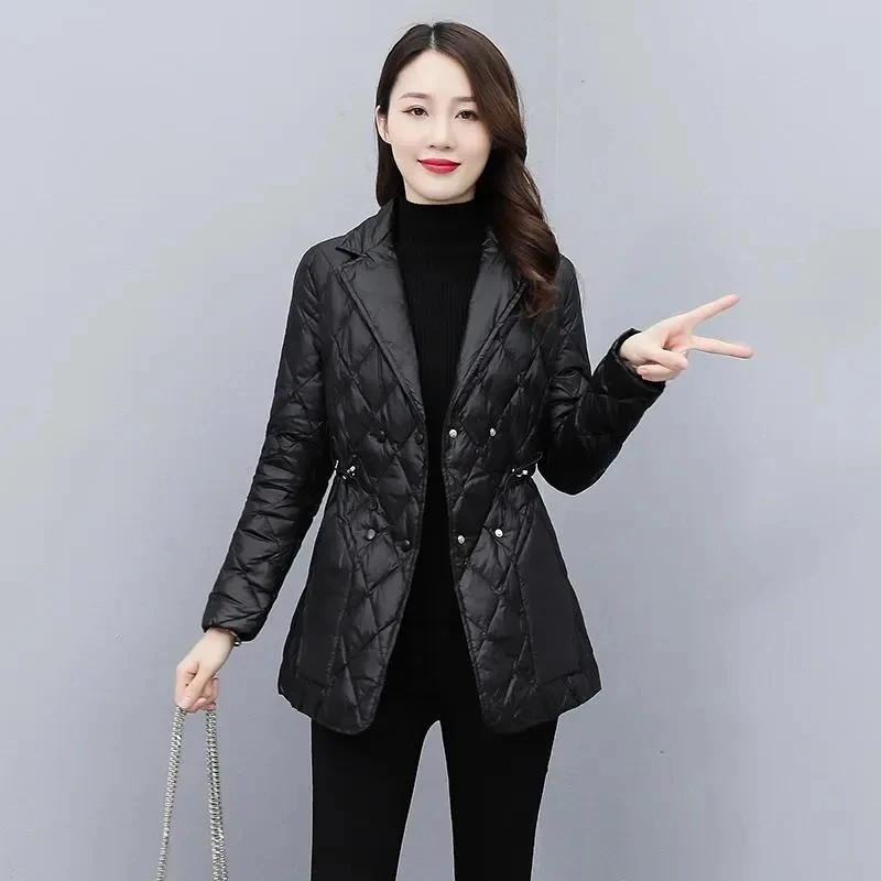 Down Cotton Jacket Women 2023 Autumn Winter New Design Sense Fashion Padded Coat Female Large Size Light Thin Slim Parkas