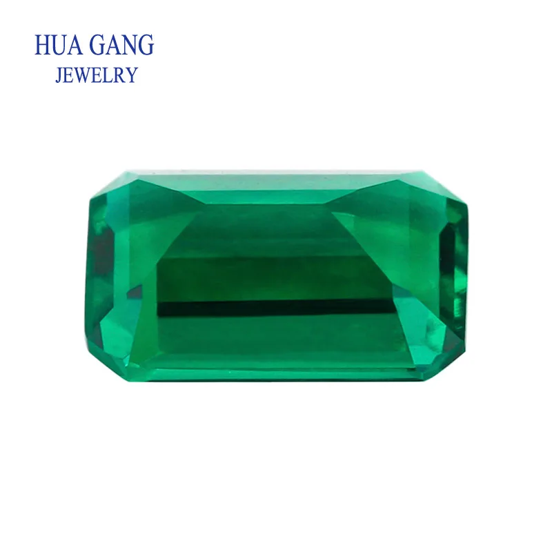 Cultivate gemstone green color Zambian Emerald loose cut stone cultivated in the laboratory and used for jewelry making