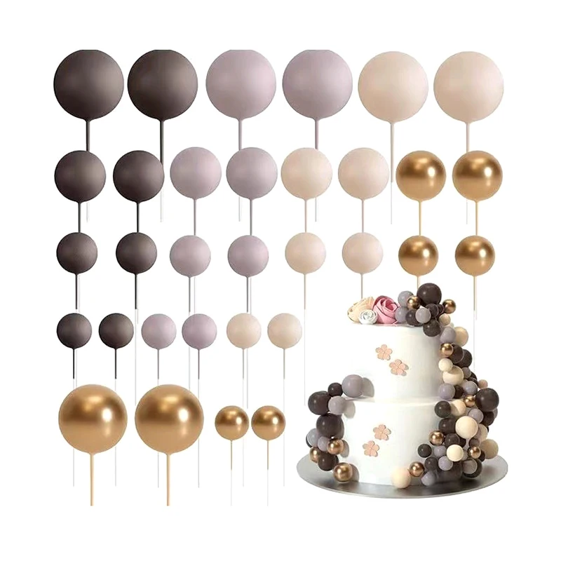 32Pcs/pack Ball Shaped Cake Picks Topper Cupcake Insert Topper For Birthday Party Wedding Decoration