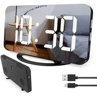 Mirror Digital Alarm Clock Auto Dimming Night Mode Table Clock Touch Snooze USB Output Charge Dual Alarm Electronic LED Clocks