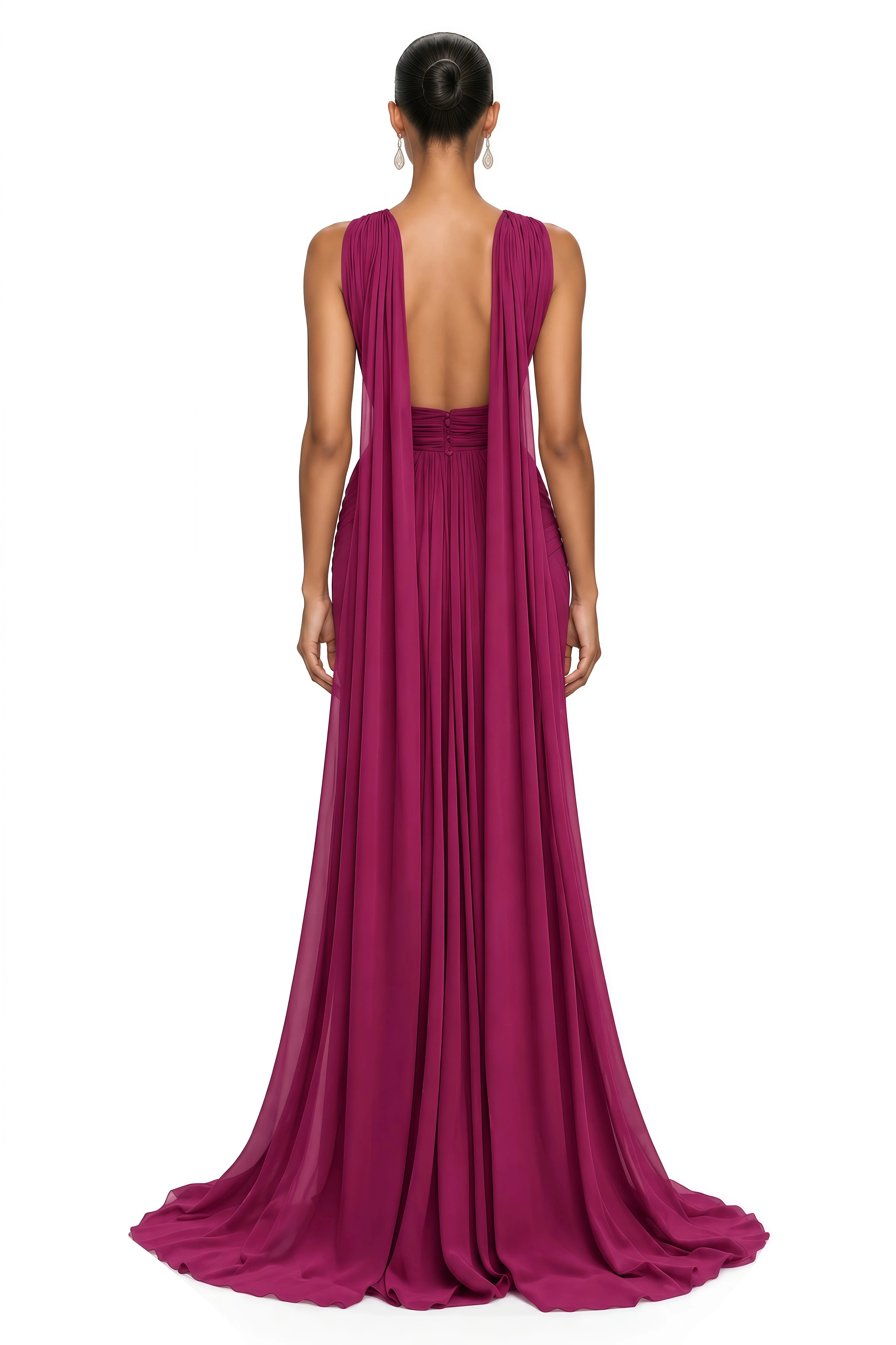 Luxury Flowy Chiffon Formal Dress For Women Halter Twist Neckline With Front Cutout Prom Night Red Carpet Event Birthday Party