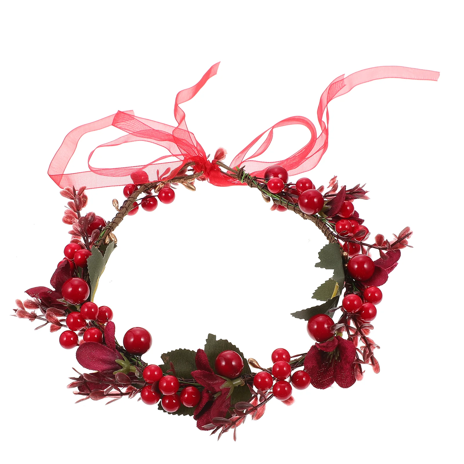 Christmas Wreath Bride Hair Decor Headband Berry Bridal Headdress Gingerbread Decorations Unique Xmas Wear Girl