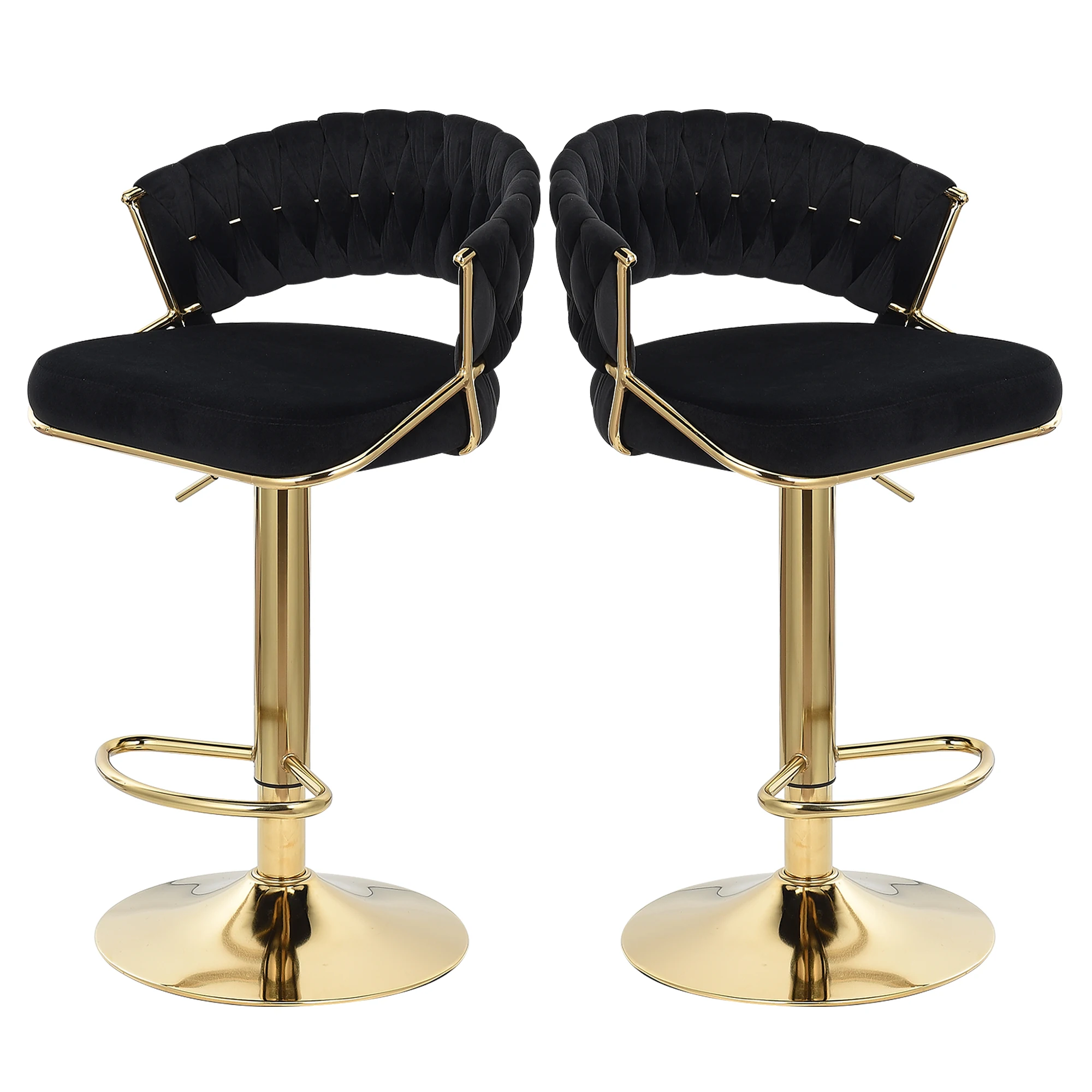 Sgabello da Bar regolabile in altezza 2 pezzi, sgabello da Bar piccolo con schienale, sedia, sgabello da bancone in velluto e metallo, Set da 2 pezzi