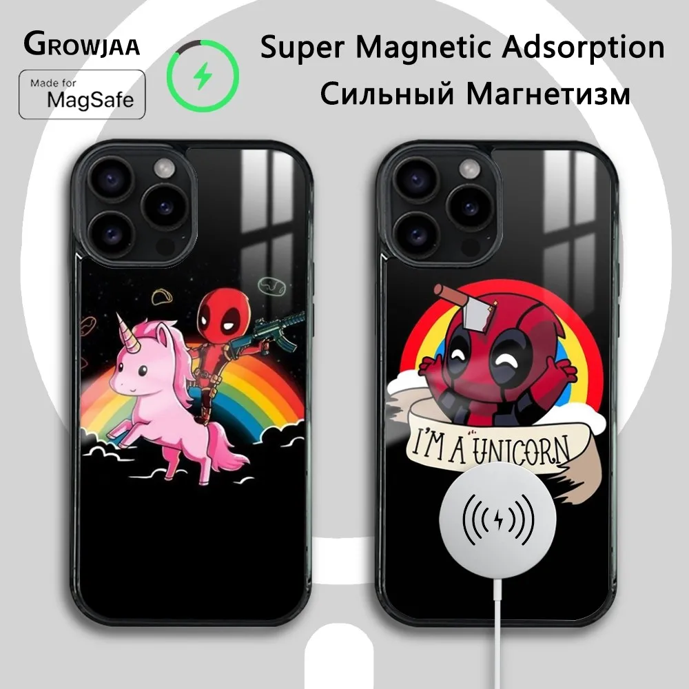 

Deadpool Cute Funny Magsafe Phone Case For iPhone 15 14 13 12 11 Pro Max Plus Mini Mirror Wireless Charging Funda Magnetic Cover