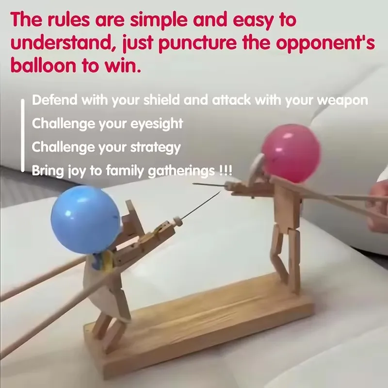 لعبة معركة بالون خشبي مصنوعة يدويًا لاثنين من اللاعبين، لعبة معركة رجل الخيزران سريعة المرتفعة، لعبة معركة الروائح الخشبية #5